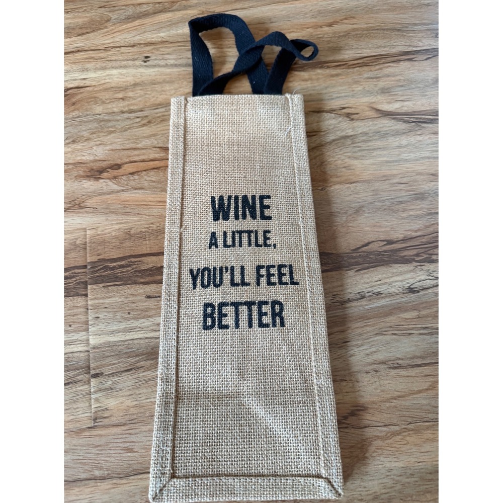 Natural Jute Burlap Wine Gift Bag Reusable Tote Wine A Little You'll Feel Better